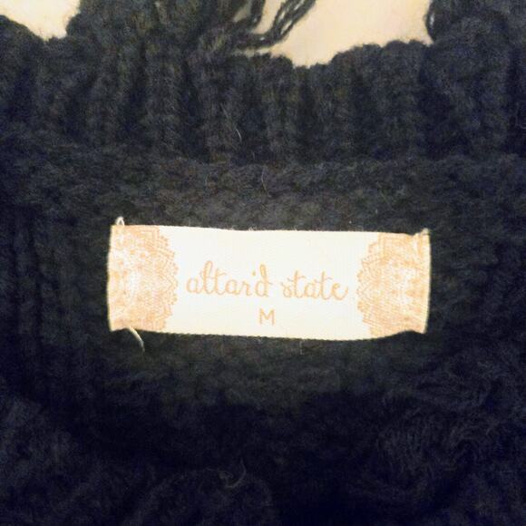 Altar’d State Cropped Black Boho Sweater M Oversized - Picture 9 of 16